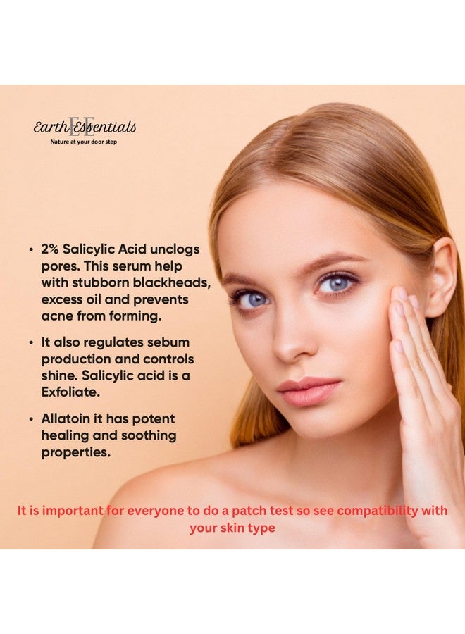 Earth Essentials Anti Acne Face Serum for Acne Prone Skin with Allantoin & 2% ww salicylic Acid| For All Skin | Skin Care | For Men & Women| - Image 4