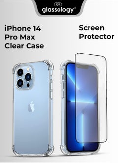 glassology iPhone 14 Pro Max 6.7 Inch Ultra Slim Case, Soft TPU Material with 4 Corners Bumper, Shockproof Protection Anti-Scratch Anti-Drop Clear TPU Clear Case with Tempered Glass screen protector  - Image 1
