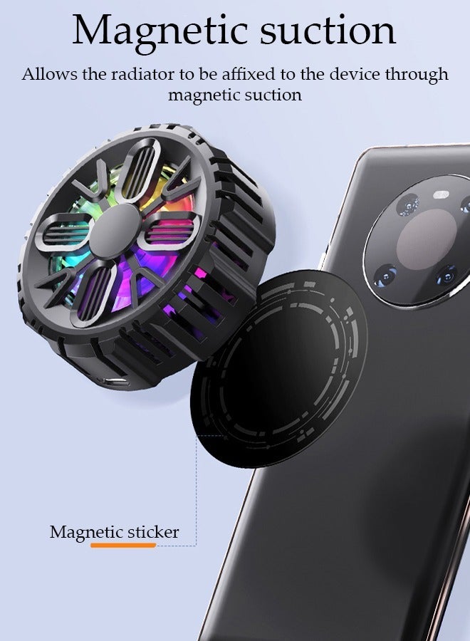 DUNISO Magnetic Semi-Conductor Cooling Chip Phone Cooling Fan with Magnetic Plates and RGB Lights, Fit All Types of iPhone Android Smartphones - Image 5