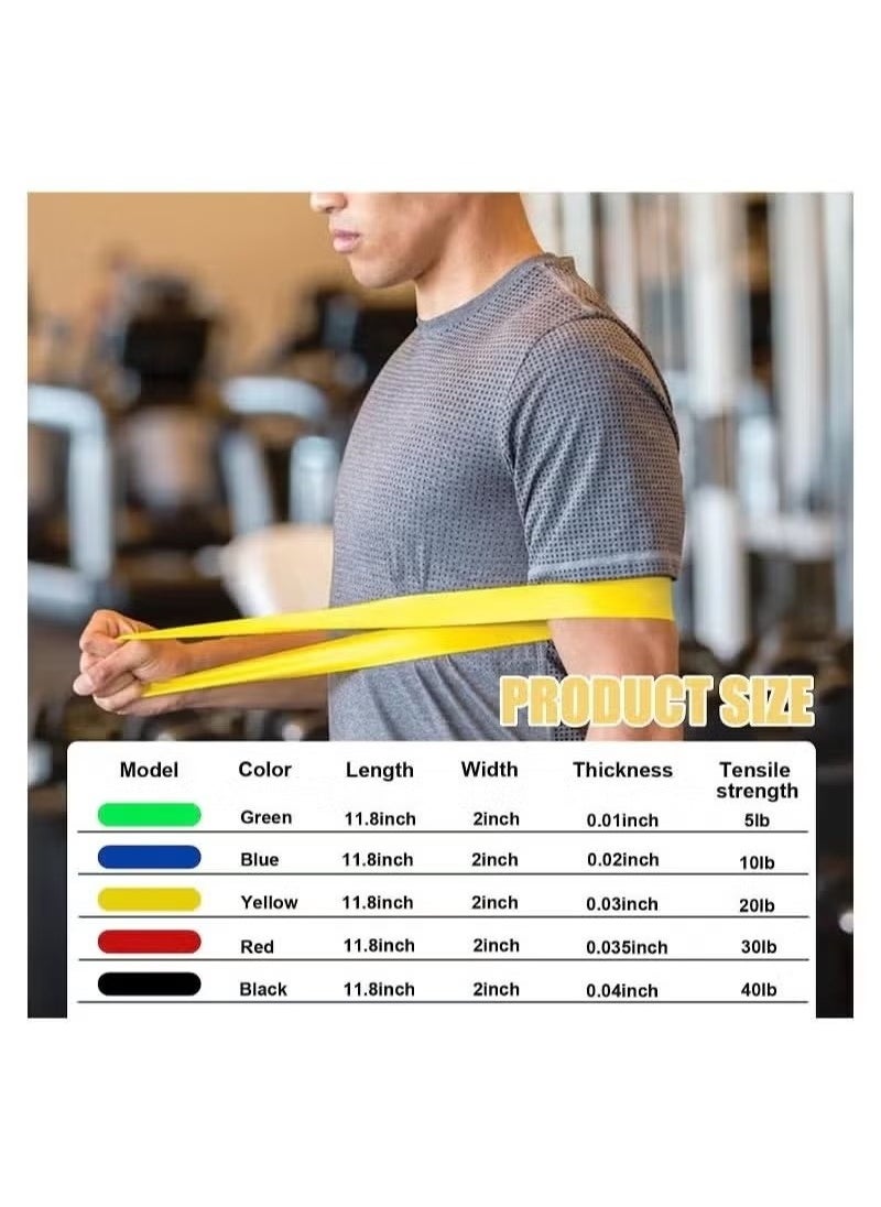 ATRJSZ Resistance Bands Set, 5pcs Assorted Pounds Strength Training Exercise Resistance Loops Stretch Bands, Gym Fitness Yoga Workout Resistance Loops Bands for Arm Legs and hips  - Image 2