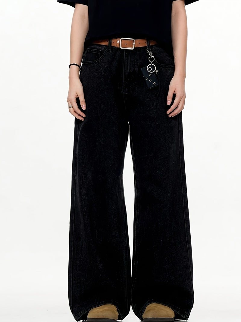 Men'S Black Versatile Wide-Leg Jeans Boyfriend Jeans - Image 5