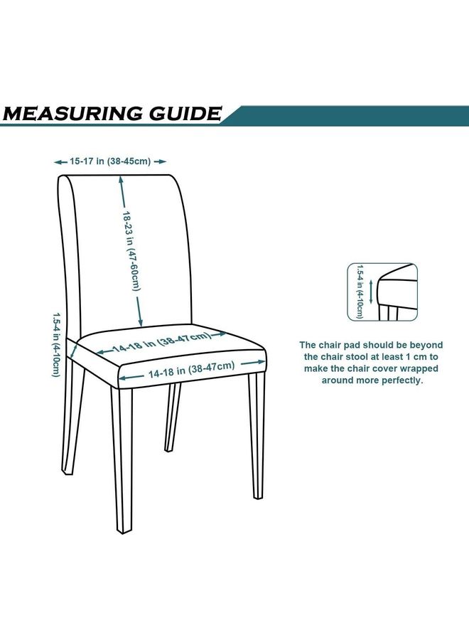 6-Piece High Back Stretchable Chair Cover Grey/White ‎34.4x21.8x5.6cm - Image 2