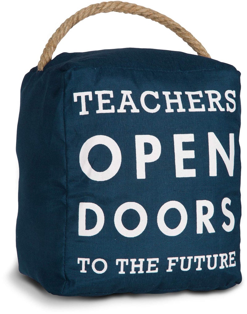 Pavilion Gift Company Pavilion Gift Company Open Door Decor  Teachers Open Doors to The Future Navy Door Stopper Gift 