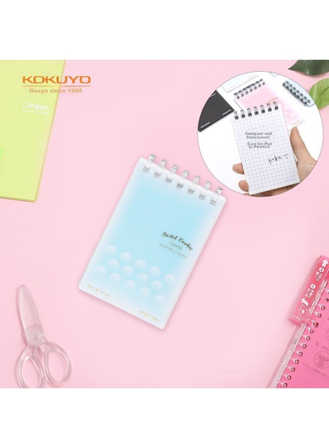 كوكويو Kokuyo A7 مفكرة ورقية مفكوكة، دفتر ميني مقلات رفيع مضغوط بنمط البسكويت الباستيل، شبكة 5 مم، أزرق، 20 ورقة، Wsg-meyr520b - Image 1