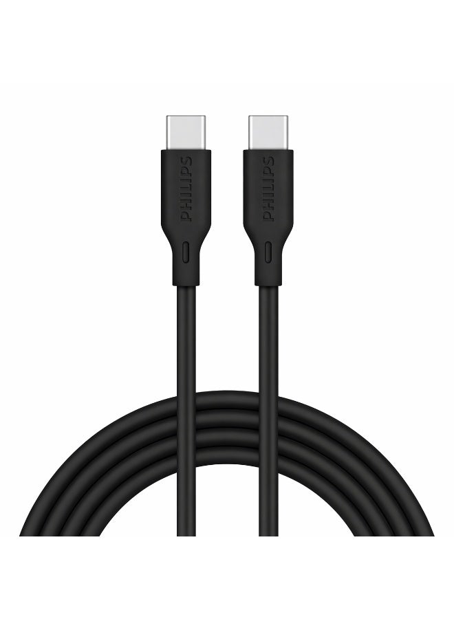 Philips USB-C to USB-C Cable 2m 65W PD (DLC4561CB/00) – Fast Charging & Data Sync, Durable Flexible Design – Black - Image 1