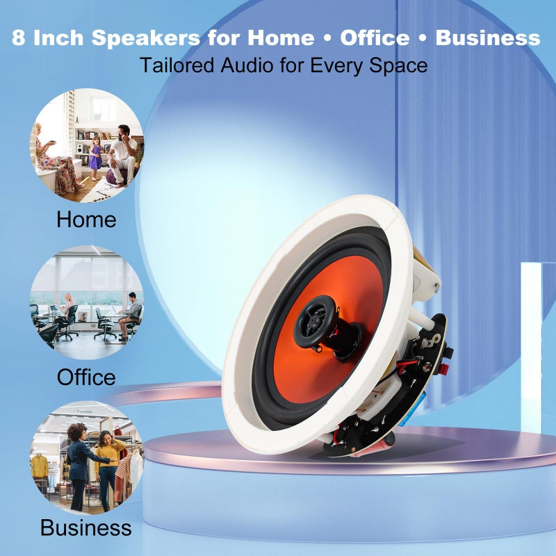 Herdio 4 Inch 480 Watts High Power Bluetooth Ceiling Speakers - 4 Recessed Speakers, Crisp Surround Sound for Home Theater, Bedroom, Kitchen, Office & Covered Patio(2 Paris) - Image 4