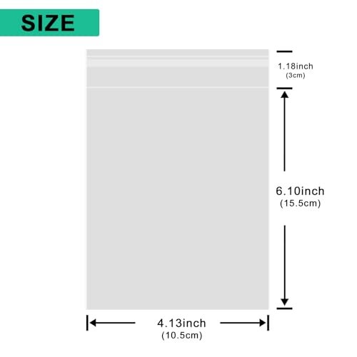 Arsmat 200ct Clear Plastic Bags, Self Sealing Cellophane Bags, Resealable Cellophane Bags for Bakery Cookies Candy Decorative Wrappers (4" x 6") - Image 3