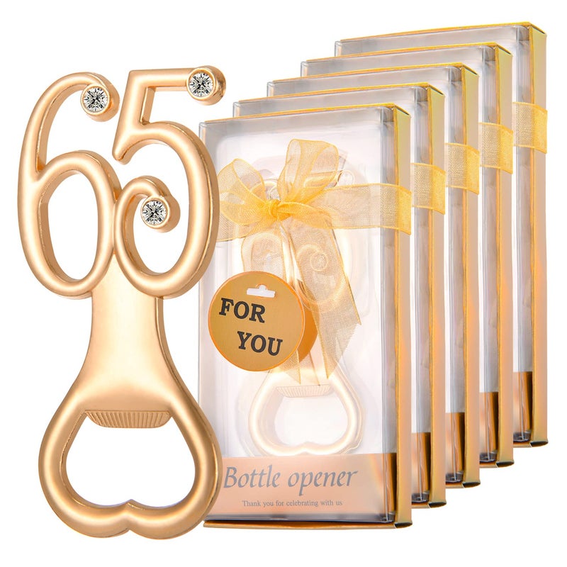 Winocbxt 24 PiecesPacks 65 Bottle Openers for 65th Birthday Party Favors Wedding Anniversary Gidts Decorations or Souvenirs for Guests with Gift Boxes Party Giveaways for Adults 65 - Image 2