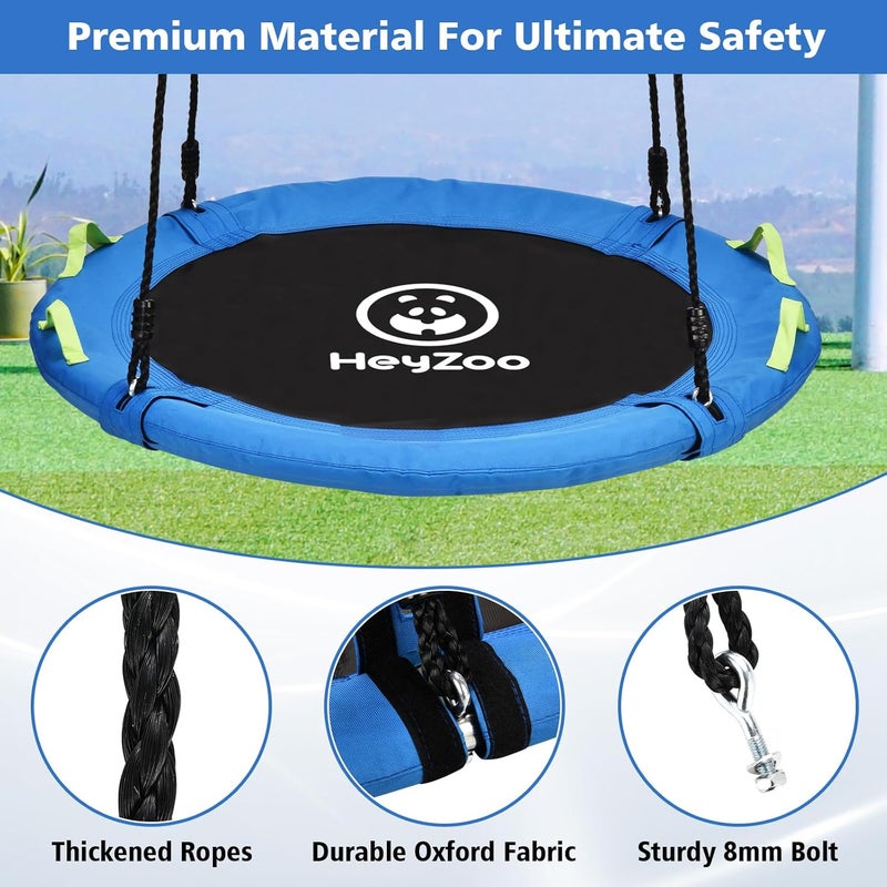 HeyZoo 48 inch Tree Swing, Larger Saucer Flying Swing for Whole Family, 900lbs Weight Capacity, with Adjustable Hanging Straps, for Outdoor Playground, Gifts for Kids, Blue - Image 3