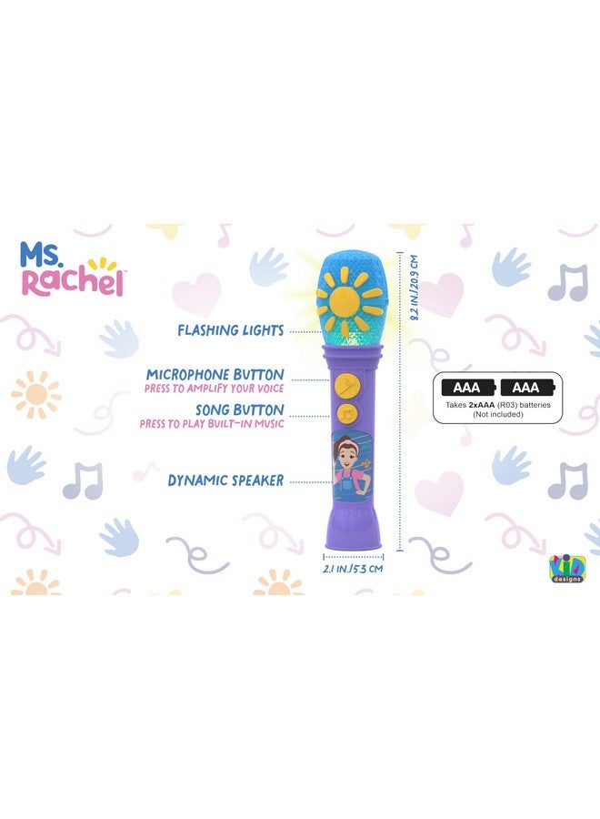 eKids Ms Rachel Toy Microphone for Kids, Includes Built-in Music and Lights, Toddler Toys for Ages 18 Months and Up (Purple) - Image 4