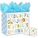 Laidans 13 Large Baby Boy Gift Bag for Baby Shower Birthday with Tissue Paper and Greeting Card ABC Alphabet Animal Design - Image 1