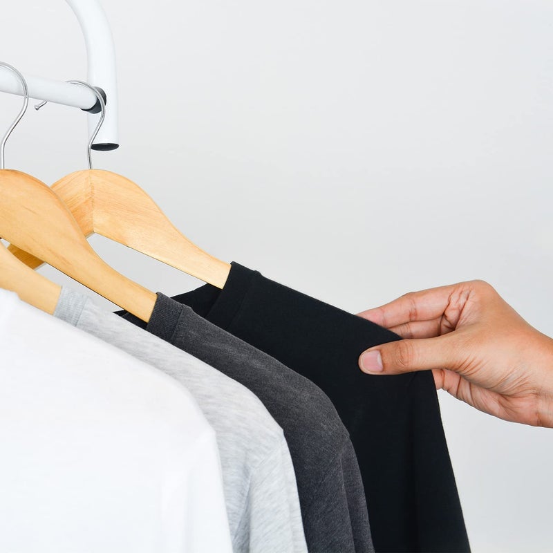 KEPLIN KEPLIN Strong Wooden Coat Hangers with 360 Degree Rotatory Hook Round Trouser Bar Shoulder Notches Durable Wardrobe Space Saver Suitable for Coat Jacket Suit Jumper Natural 20 Pack  - Image 5