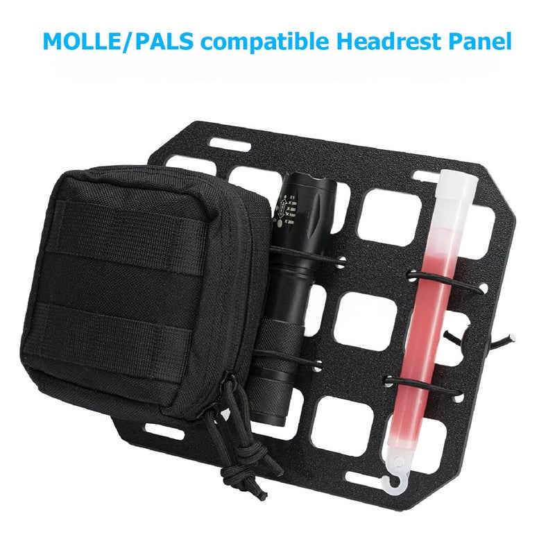 HZEL Car Headrest Organizer Rigid MOLLE Panel, Tactical Vehicle Seat Back Gear Rack EDC Pouch Tool, Modular Backpack Insert Panel for Truck Equipment Mount, Universal Automotive Accessories - Image 4