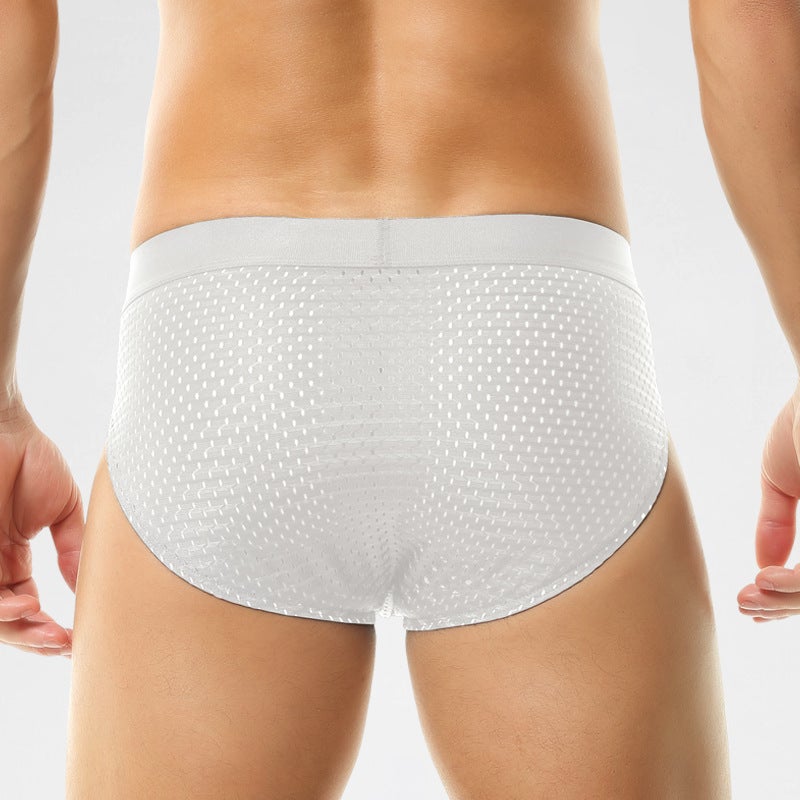 Ice Silk Sexy Underwear Men's Low Waist Antibacterial Briefs Summer Thin Mesh Breathable Shorts Men's Underpants - Image 3