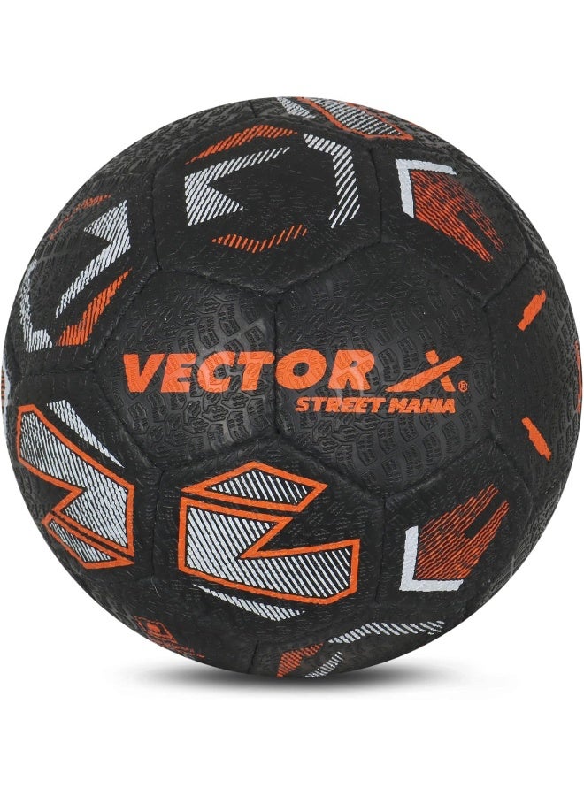 Vector X Street Mania Football Rubberised hand Stitched Ball With Latex Bladder Suitable For Training Match Ball Size 5- Black Orange - Image 1