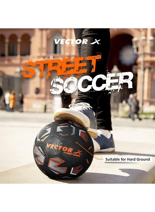 Vector X Street Mania Football Rubberised hand Stitched Ball With Latex Bladder Suitable For Training Match Ball Size 5- Black Orange - Image 5