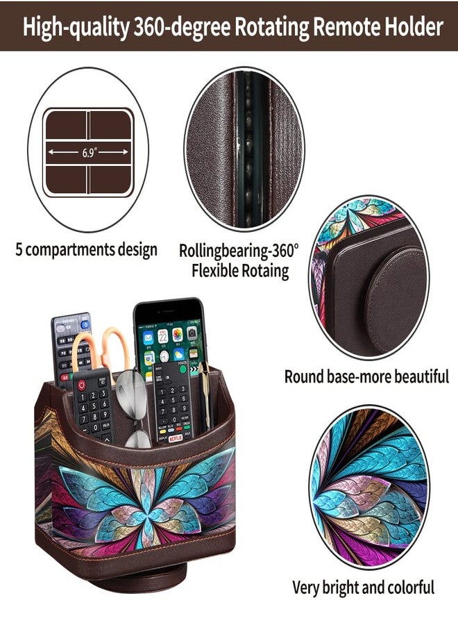 PUSU 360°Rotatable Remote Control Holder, PU Leather TV Remote Holder Caddy for Table, Bright and Colorful Art Supply Organizer Pen Holder, Multi-Functional Desk Organizer Living Room Office Decor - Image 3