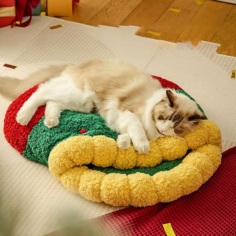 Winter Warm Cat Bed Cat Cave Bed Xmas Sock Shaped with Soft Sherpa Fleece Oxford Fabric, Privacy Design for Pet Comfort, Festive Xmas Style, Suitable for Kittens Small Dogs - Image 3