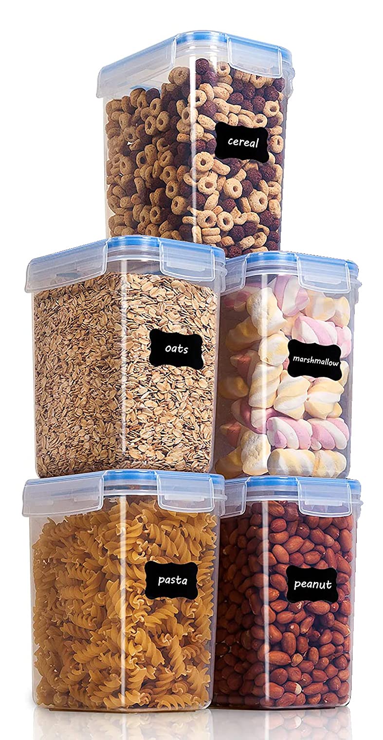 Diablos Airtight Kitchen Storage Containers Set of 5-1000ml, Plastic Fridge Storage Container with Lock & Seal Lid, Blue - Image 1