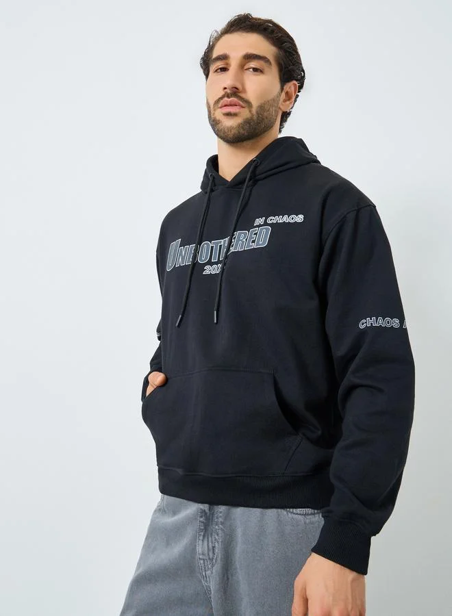 Styli Eco Earth Relaxed Fit Puff Print Fleece Hoodie