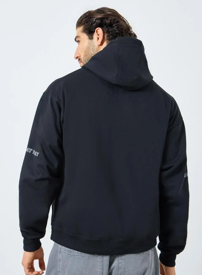 Styli Eco Earth Relaxed Fit Puff Print Fleece Hoodie