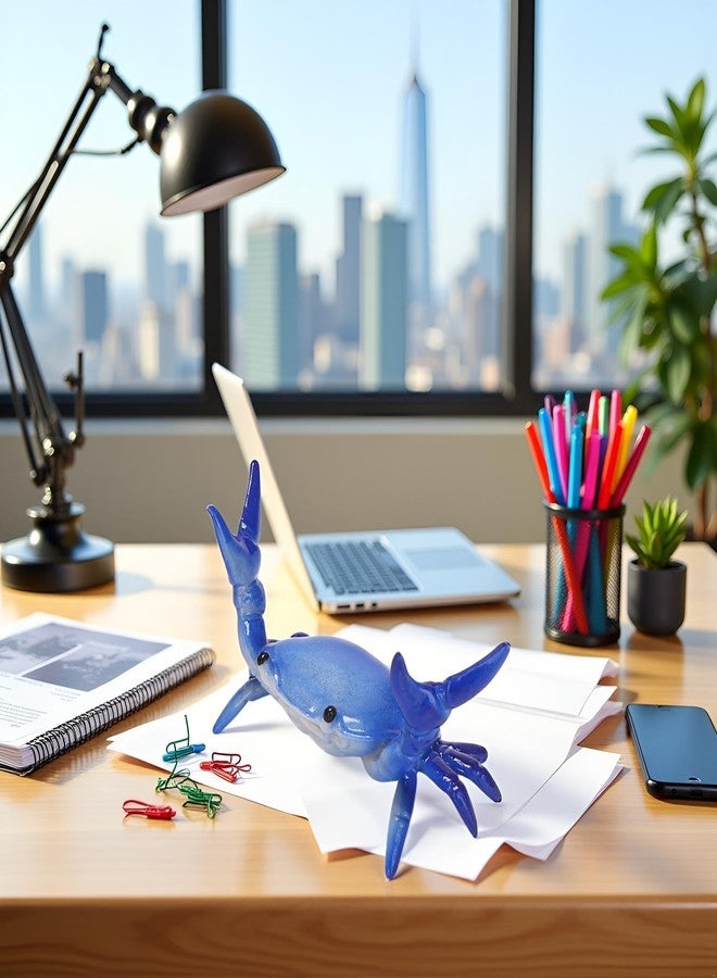 Cauaoa Dark Blue Funny Crab Pen Holder, Weightlifting Crab Desk Stand Bracket Storage Rack for Storage Office Display ncil Holders and Holders Decorations, Desk Accessories and Workspace Organizers - Image 2