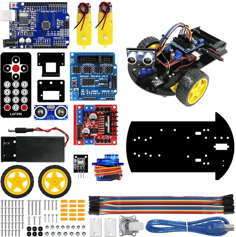 REES52 Smart Robot Car 2WD Chassis Kit with Ultrasonic Module R3 Board,Remote Compatible with Arduino IDE DIY Kit - Image 1