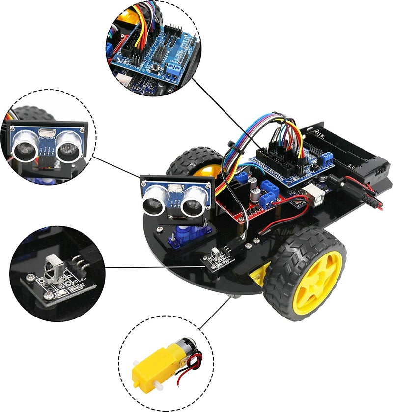 REES52 Smart Robot Car 2WD Chassis Kit with Ultrasonic Module R3 Board,Remote Compatible with Arduino IDE DIY Kit - Image 4