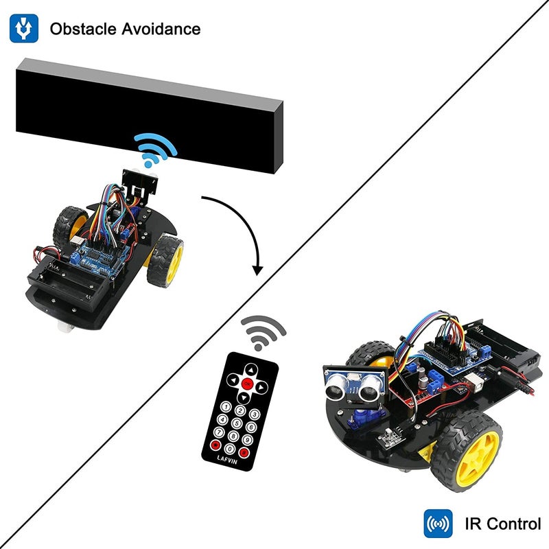 REES52 Smart Robot Car 2WD Chassis Kit with Ultrasonic Module R3 Board,Remote Compatible with Arduino IDE DIY Kit - Image 3