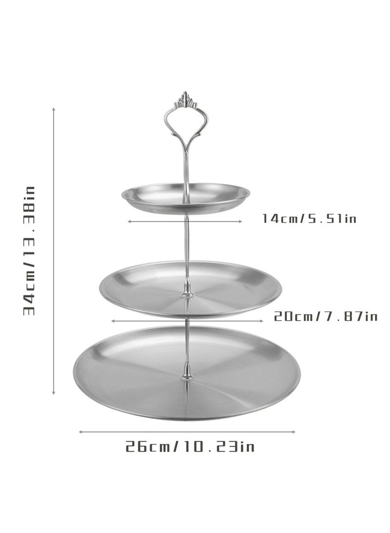 لوبيتيز كعكة عرض يقف 3 طبقة خدمة صينية الأطباق الفولاذ المقاوم للصدأ الذهب المعدني طبقات كعكة وقف كعكة برج الحلوى حامل لحفلة عيد الميلاد كعكات الزفاف الحلوى الكعكة الحلوى (Set1 3 طبقة الفضة) - Image 4