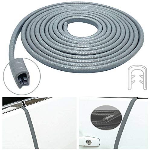PRIKNIK Car U Shape Edge Trim Rubber Strip Seal Protector Car Door Edge Guards (16 ft/5 m) Compatible with Cars (Grey, 16 ft) - Image 2