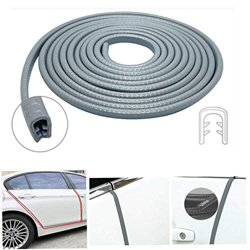 PRIKNIK Car U Shape Edge Trim Rubber Strip Seal Protector Car Door Edge Guards (16 ft/5 m) Compatible with Cars (Grey, 16 ft) - Image 1