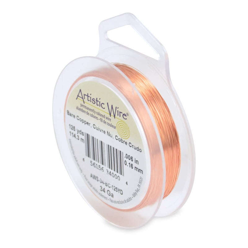 Artistic Wire, 34 Gauge Uncoated Bare Copper Copper Craft Wire, 125 yd - Image 1