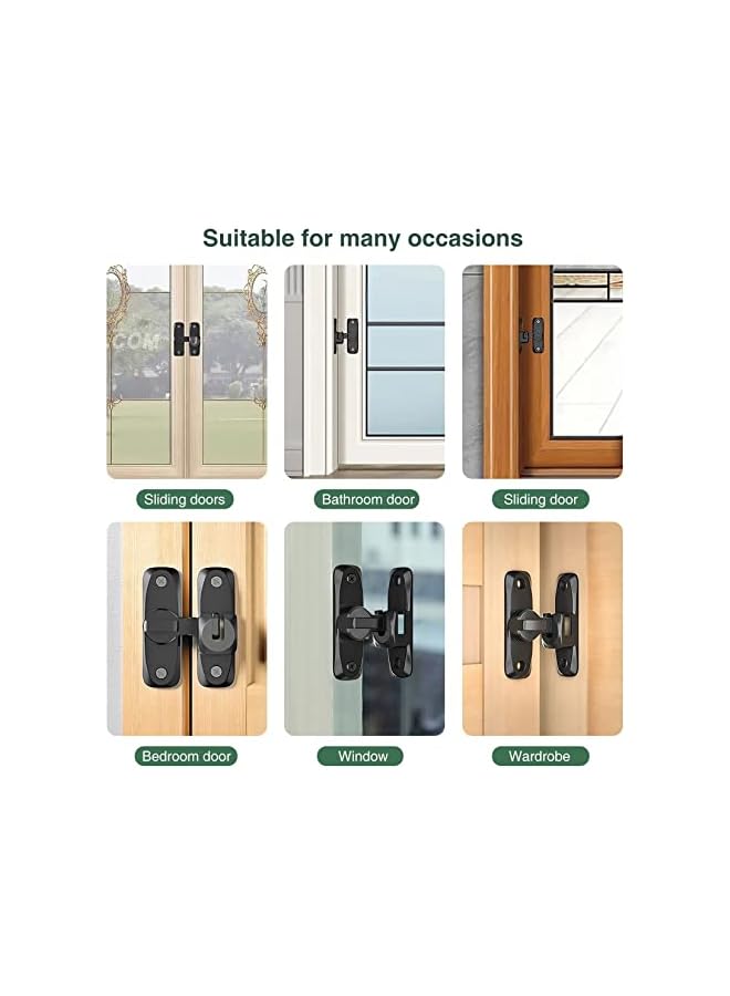 promass Flip Door Sliding Latch, 90 Degree Stainless Steel Latch, Safety Sliding Barn Door Lock, Latch Lock, Right Angle Curved Door, Prevent Corrosions, Barn Door Bathroom Lock, Black - Image 3