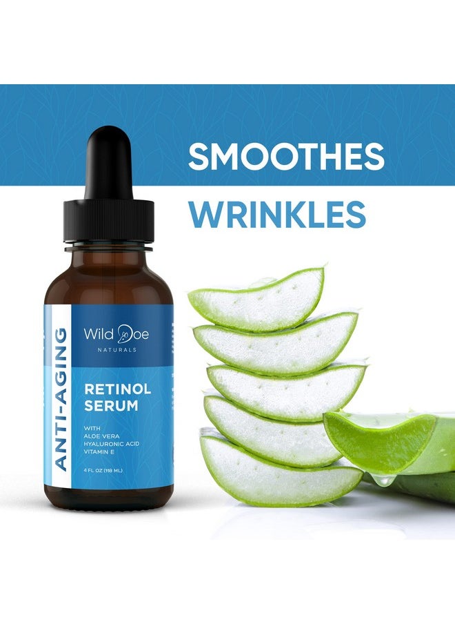 Wild Doe Naturals - Retinol Serum For Face Anti Aging Serum & Dark Spot Corrector W/Hyaluronic Acid Pure Aloe Vera Gel Vitamin E Oil For Scars Treatment Target Lines/Wrinkles Boost Collagen Aid Acne Treatment 4Oz - Image 1