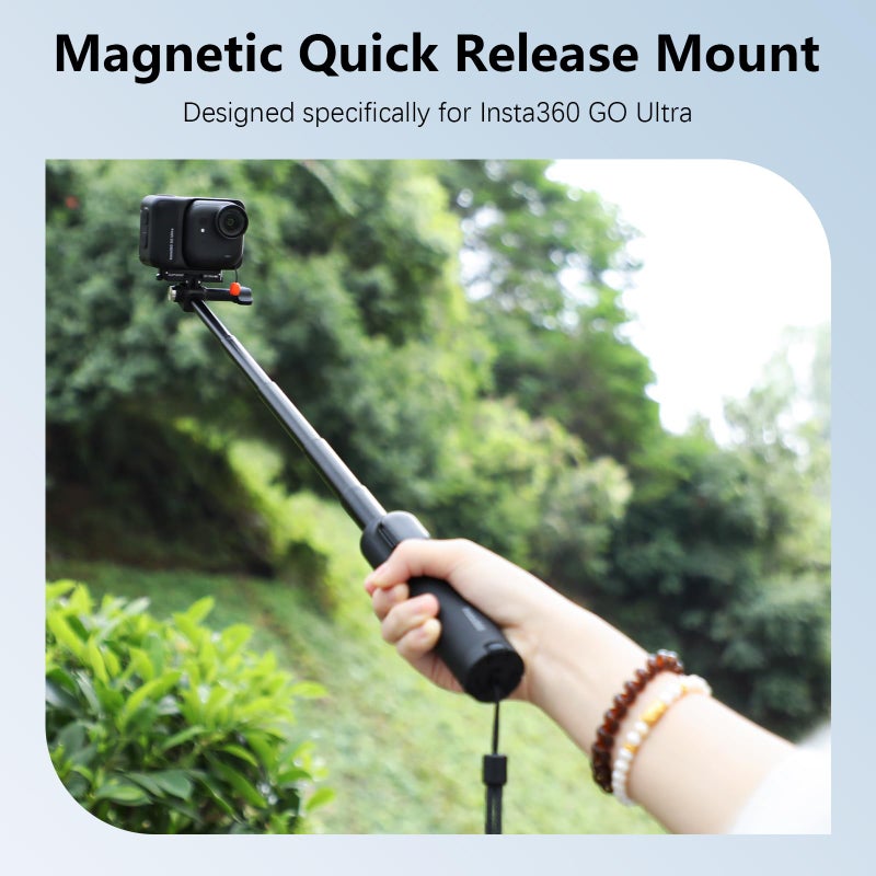 AMAZEAR Magnetic Quick-Release Adapter Mount for Insta360 GO Ultra Accessories, Insta 360 GO Ultra Aluminum Base Metal Bracket with 1/4" Thread for Tripod, Selfie Stick, Handle Grip, Black - Image 2
