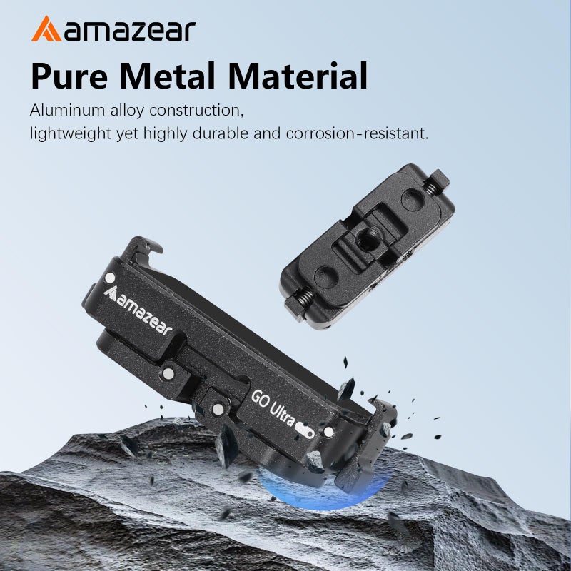 AMAZEAR Magnetic Quick-Release Adapter Mount for Insta360 GO Ultra Accessories, Insta 360 GO Ultra Aluminum Base Metal Bracket with 1/4" Thread for Tripod, Selfie Stick, Handle Grip, Black - Image 3