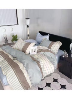 llwoo Super King Size Duvet Cover Set Hotel Luxury Feel Bedding Set Cotton Material Bedding Set Fad and Wrinkle Resistant Set Include 1 Fitted Bed Sheet 1 Duvet Cover and 4 Pillowcases 220x240c 