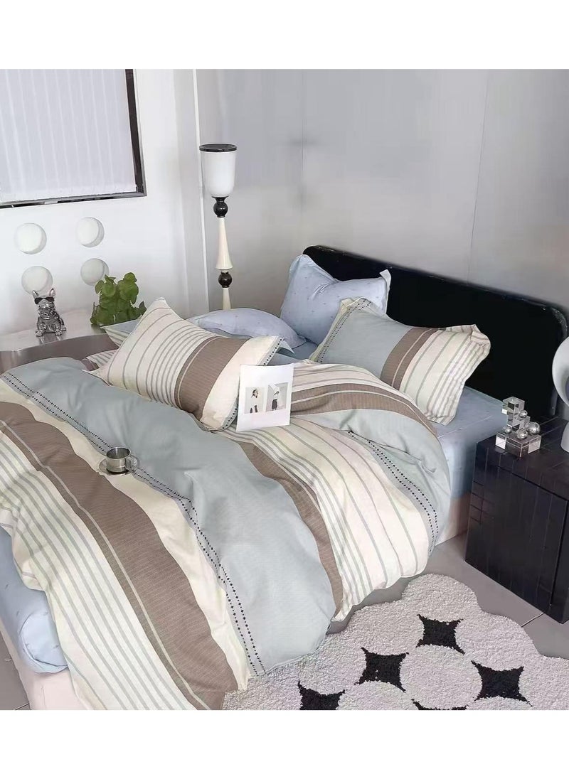 llwoo Super King Size Duvet Cover Set Hotel Luxury Feel Bedding Set Cotton Material Bedding Set Fad and Wrinkle Resistant Set Include 1 Fitted Bed Sheet 1 Duvet Cover and 4 Pillowcases 220x240c 