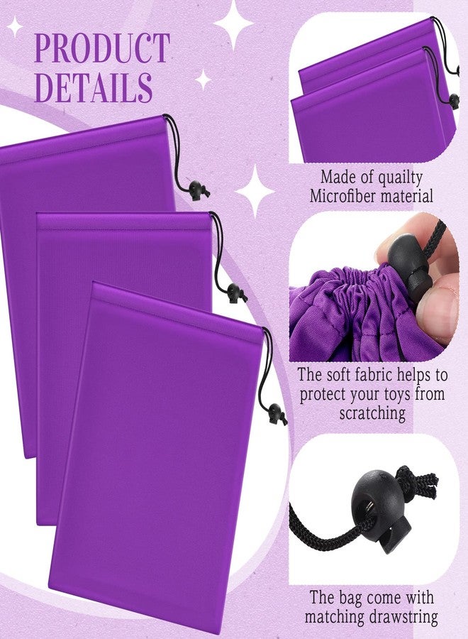 Konohan 10 Pcs Toy Storage Bags Adult Microfiber Drawstring Gift Bags Adjustable Small Cloth Pouch Foldable Ditty Pouch for Women Men Game Toy Cosmetic (Mixed Sizes, Purple - Image 3