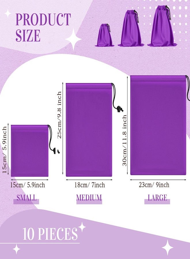 Konohan 10 Pcs Toy Storage Bags Adult Microfiber Drawstring Gift Bags Adjustable Small Cloth Pouch Foldable Ditty Pouch for Women Men Game Toy Cosmetic (Mixed Sizes, Purple - Image 2