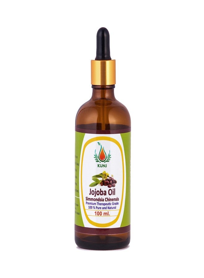 KUNJ Jojoba Oil (Simmondsia chinensis) 100ML - 100% Pure & Natural, Cold Pressed, Undiluted - Therapeutic Grade Carrier Oil for Skin Care, Hair Nourishment & Hydration - Image 1