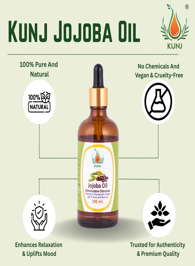 KUNJ Jojoba Oil (Simmondsia chinensis) 100ML - 100% Pure & Natural, Cold Pressed, Undiluted - Therapeutic Grade Carrier Oil for Skin Care, Hair Nourishment & Hydration - Image 4