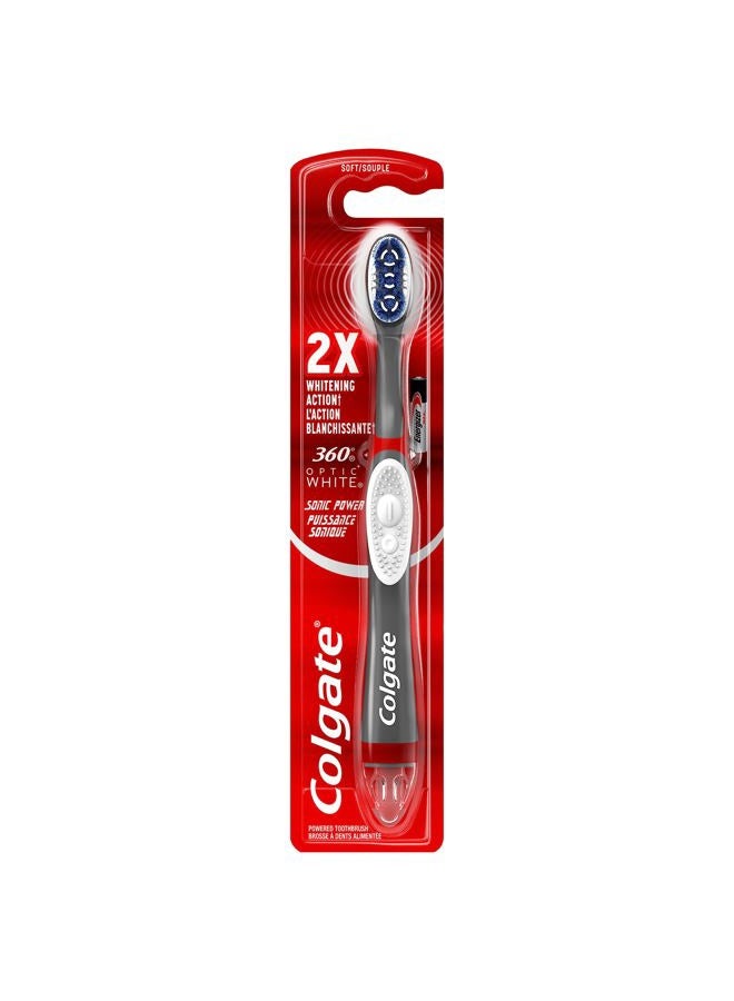 Colgate فرشاة أسنان صوتية تعمل بالبطارية 360 أوبتيك وايت، ناعمة، عبوة واحدة - Image 1