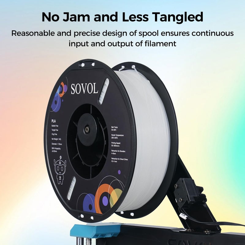 Sovol 3D Printer Glow in The Dark Filament Gradient Multicolor Fast Change PLA 1kg (2.2 lbs) Spool 3D Printing Materials, Dimensional Accuracy +/- 0.03 mm, 1.75 mm, Glow Multicolored - Image 5