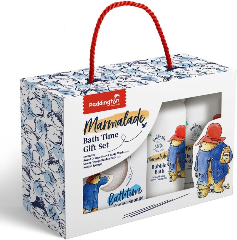Good Bubble Paddington Bear Bath Time Gift Set Marmalade Bubble Bath 250ml and Hair and Body Wash 250ml with a Cleansing Sponge Cruelty Free and Vegan Friendly
