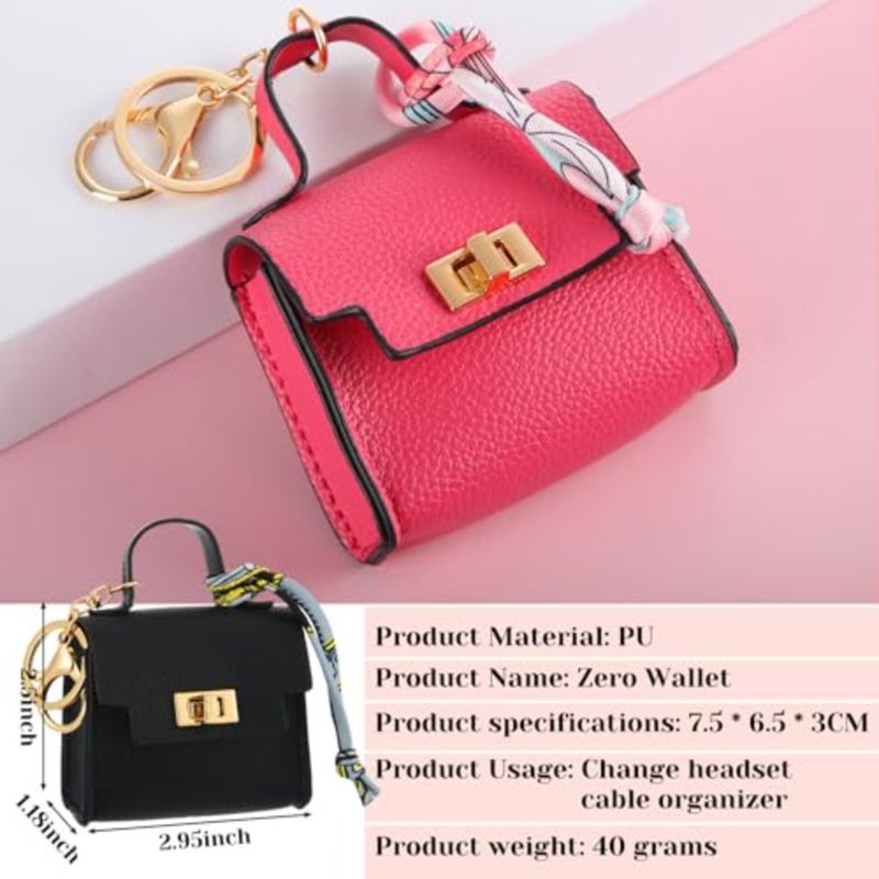 8 Pcs Mini Backpack Keychain Mini Coin Purses for Women Cute PU Leather Makeup Bag with Keychain Pocket Card Holder 8 Colors - Image 2