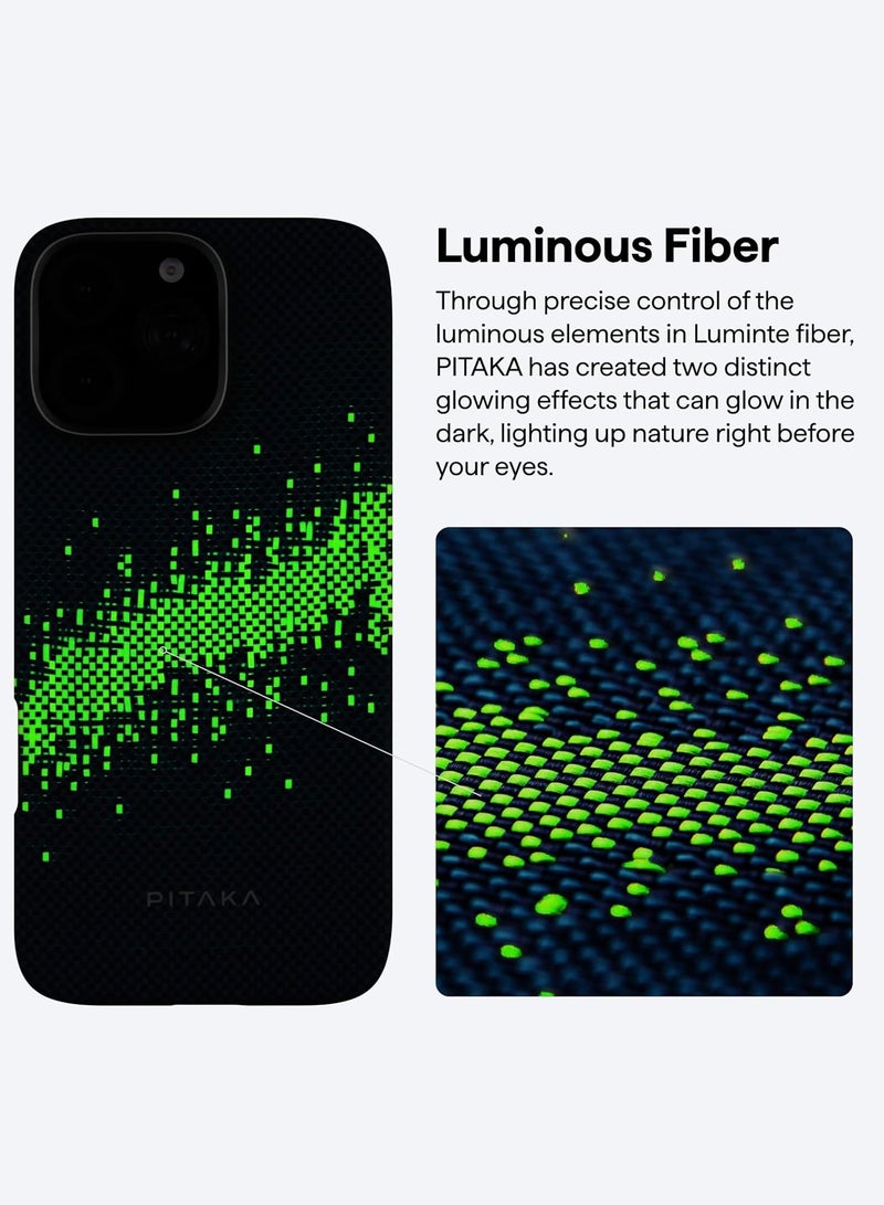 بيتاكا جراب iPhone 16 Pro MagSafe من StarPeak Luminous Cover / نحيف للغاية / ملمس منسوج / حافة كاميرا مرتفعة / غطاء خلفي يحمي من السقوط والتلف - Milky Way Galaxy - Image 2