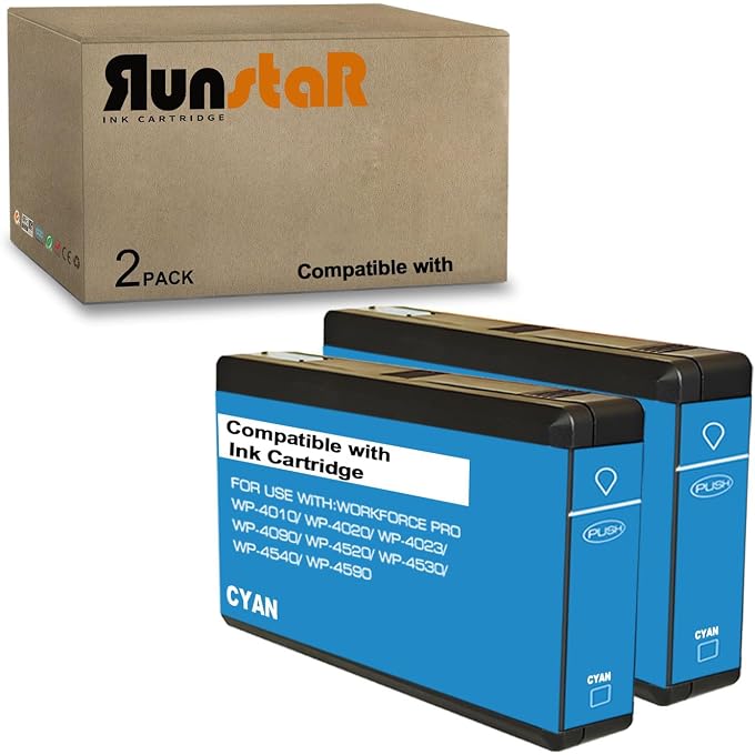 Run Star 2 Cyan T676XL 676XL Remanufactured Ink Cartridge Replacement for T676XL 676XL use for Workforce WP-4010 WP-4020 WP-4023 WP-4090 WP-4520 WP-4530 WP-4533 Printer (2 Cyan)