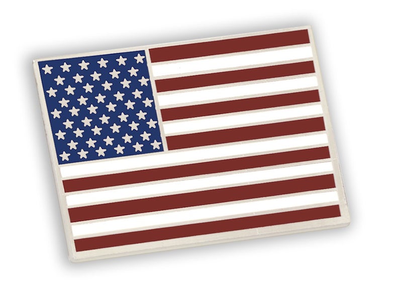 Forge American Flag Lapel Pin Proudly Made in USA- Silver Plated Rectangle Bulk (1 Pin) - Image 1
